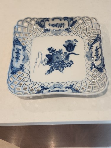 Vintage Royal Copenhagen Blue Flowers Reticulated 9" Serving Dish