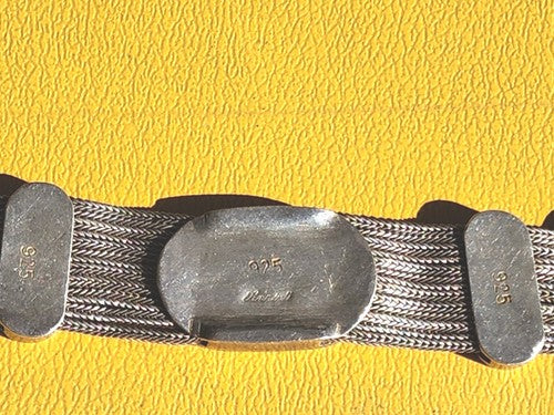 Vintage Turkish 925 Sterling Enamel and Foxtail Chain Bracelet Anatoli Signed