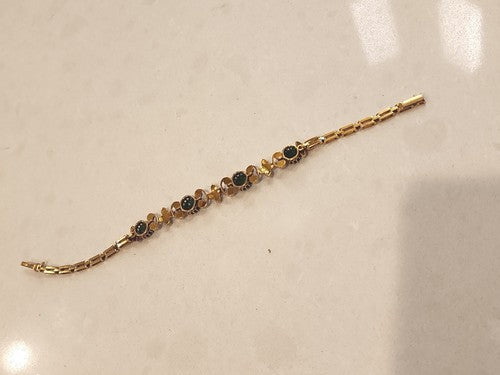 Antique Edwardian 15ct Gold Bracelet Tourmalines and Pearl