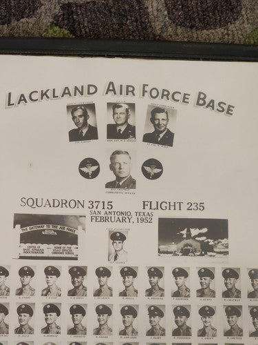 Vintage Lackland Air Force Base Frame Photo 1952 San Antonio Texas Squadron 3715