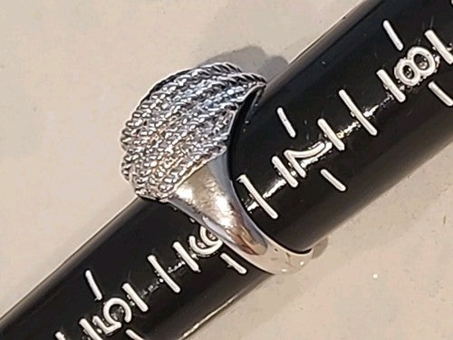 Affinity JS Round Pave Blue Natural Sapphires Sterling Ring Size 6.25
