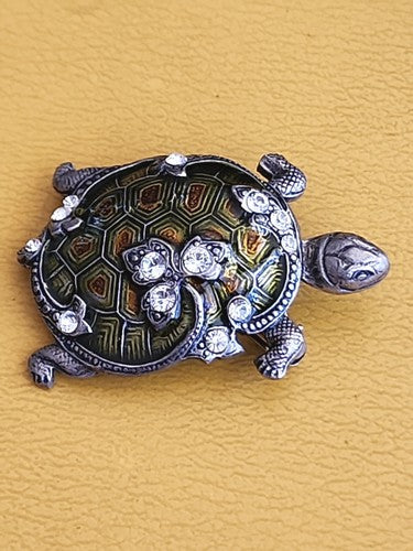 Vintage Catherine Popesco France 1979 Enamel Turtle Brooch Pin