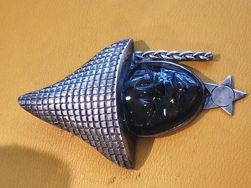 VINTAGE TAXCO LARGE LOS BALLESTEROS STERLING SILVER FACE PIN PENDANT MEXICO