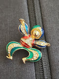 Beautiful Vintage Indian Man Enamel Rhinestone Gold Tone  Pin Brooch