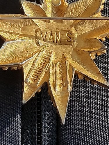 Vintage Mid Century MCM Van S Authentics Numbered Goldtone Brooch Pendant