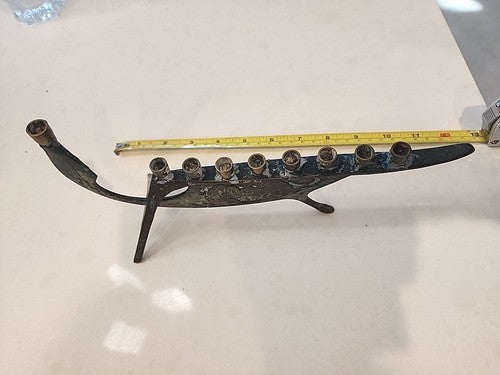 Vintage Solid Brass Maccabe Menorah CHANUKKAH 2c