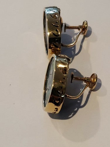 Inlaid Opal Earrings in 14K Yellow Gold