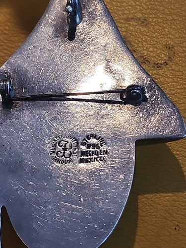 VINTAGE TAXCO LARGE LOS BALLESTEROS STERLING SILVER FACE PIN PENDANT MEXICO