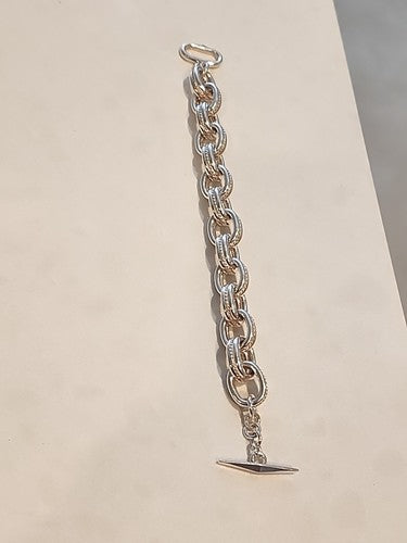 Vintage Designer Italian Large Rope Chain Sterling Silver Bracelet 7 1/2"