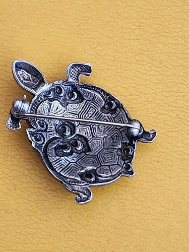 Vintage Catherine Popesco France 1979 Enamel Turtle Brooch Pin