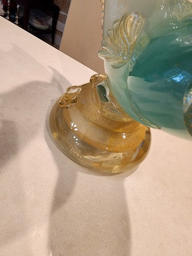 Vintage Murano Art Bollicine Glass Italian Alfredo Barbini Koi Fish 15" Tall MCM