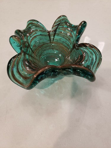 Murano Art Glass Multi-Color and Controlled Bubble Free Form Bowl, c.1950