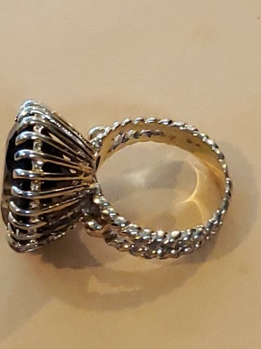 14k Solid Gold Filigree Faceted Smokey Topaz Huge Cocktail Ring MCM 4.75