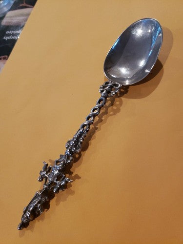 Exquisite Antique Sterling Silver St. John Spoon England Samuel Boyce Landeck 9"