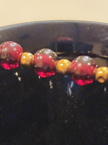 Vintage 8mm 14K Yellow Gold Beads  & 10mm Amber Bead 30.50" Necklace