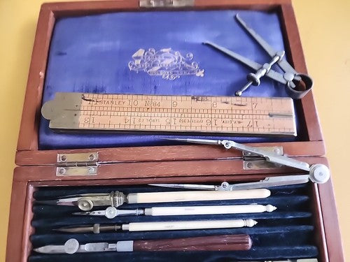 OLD STANLEY TECHNICAL DRAWING SET ENGLAND 1880
