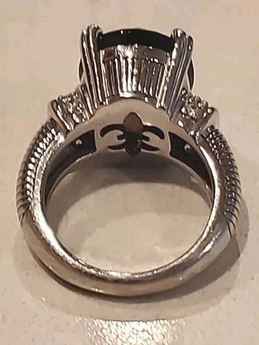 JUDITH RIPKA 925 STERLING SILVER RING SMOKY TOPAZ STONE SZ 6