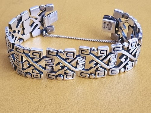 Taxco 925 Silver Bracelet Fuentes Modernist Style