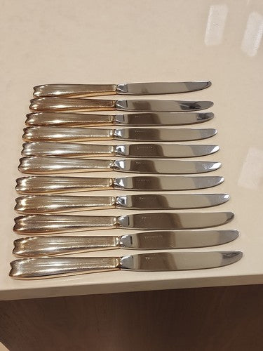 Tiffany Co Sterling Silver 9" Knife  Set of 10 Cordis Pattern