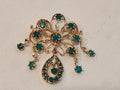 Antique 19c 14k GOLD Dangle Drop Emerald Chandelier  Brooch 2 1/4"