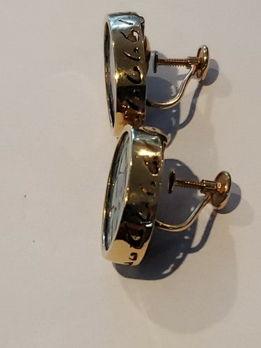 Inlaid Opal Earrings in 14K Yellow Gold