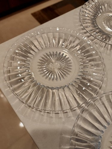 7 1/2" Heisey Set of 8  Narrow Flute & Rim with Starburst Plate  w/ "H" Marking