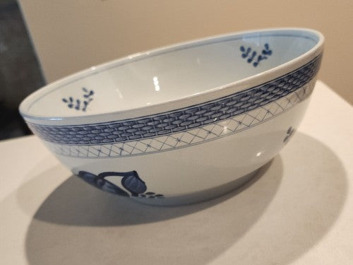 ROYAL COPENHAGEN Tranquebar Salad Bowl Blue 10" Serving Rose Vintage 11/958