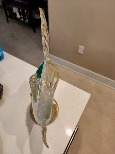 Vintage Murano Art Bollicine Glass Italian Alfredo Barbini Koi Fish 15" Tall MCM