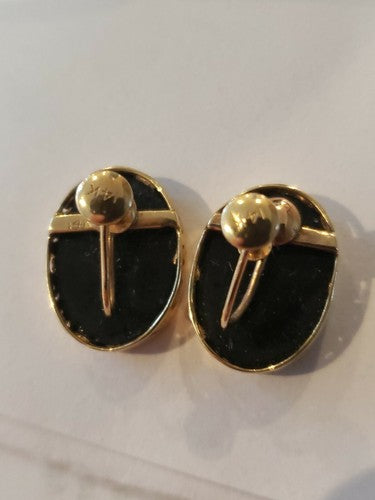 Inlaid Opal Earrings in 14K Yellow Gold