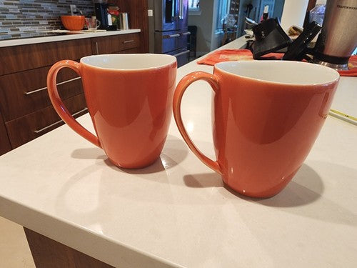 Lenox Coffee Mugs Kate Spade Summer Circle Coral & White Cups Lot Of 2