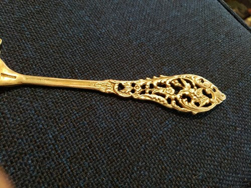 Antique Signed Sterling Silver Buffet Fork 11"  Pierced with Flowers