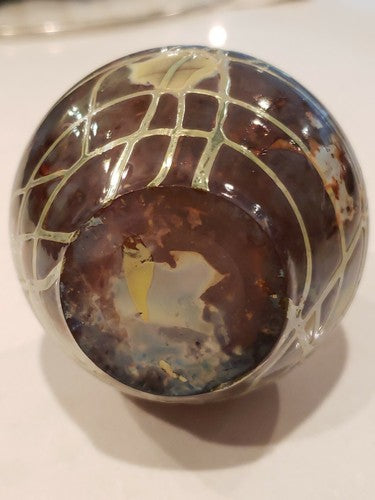 Antique Iridescent Silver Overlay Art Glass Vase Loetz-Type unsigned