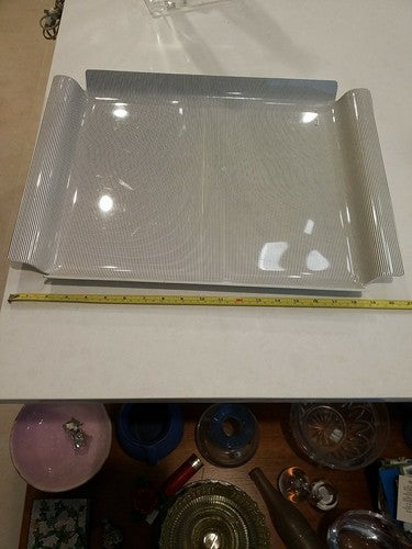 Vintage Mid Century Oleg Cassini Stripped Serving Tray Grey & White