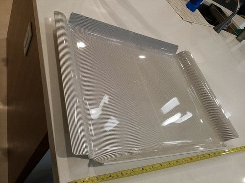 Vintage Mid Century Oleg Cassini Stripped Serving Tray Grey & White
