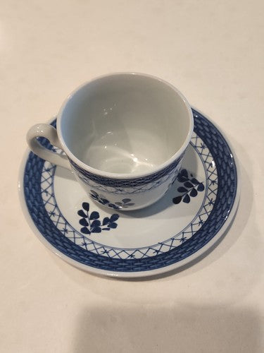 Royal Copenhagen Denmark Handpainted Tranquebar Blue Fajance 956 Cup & Saucer