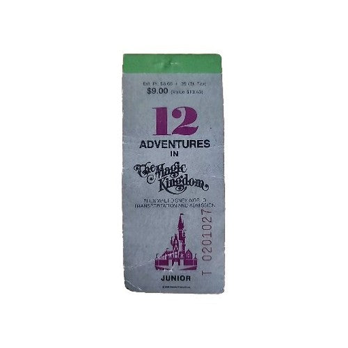 Vintage Walt Disney World Ticket Magic Kingdom Partial Ticket Stub Book
