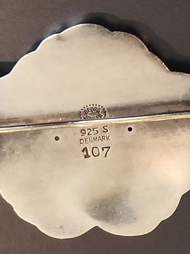 Early Georg Jensen Denmark 107 Floral Pin Brooch in Sterling Silver