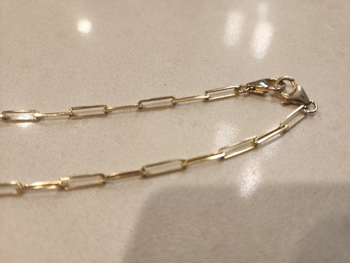 14K Gold Plated Over 925 Sterling Silver Paper Clip Stacking Necklace 24"