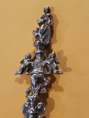 Exquisite Antique Sterling Silver St. John Spoon England Samuel Boyce Landeck 9"
