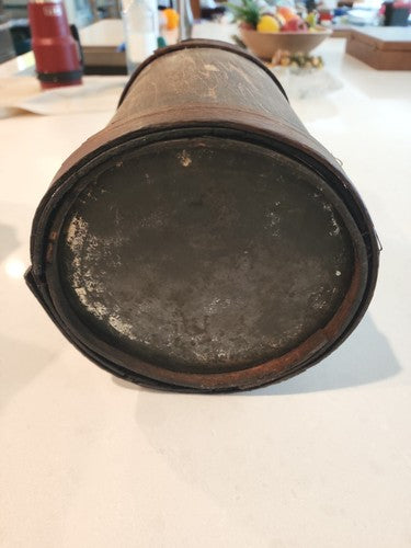 Antique Mid-Late 1800's Wood Wrapped Tin Cone Top Cork Sealed Kerosene Can