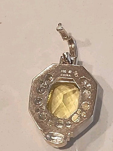 Vintage Designer S&G Yellow Topaz Sterling Silver Pendant
