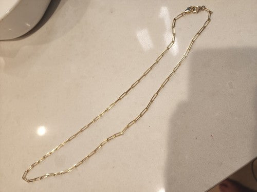 14K Gold Plated Over 925 Sterling Silver Paper Clip Stacking Necklace 24"