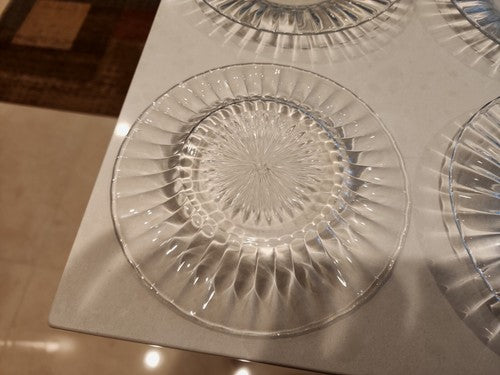 7 1/2" Heisey Set of 8  Narrow Flute & Rim with Starburst Plate  w/ "H" Marking