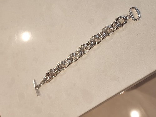 Vintage Designer Italian Large Rope Chain Sterling Silver Bracelet 7 1/2"