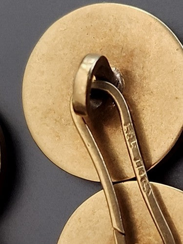 Brant &Son Edwardian Essex Crystal 14K Yellow Gold Fox Cufflinks