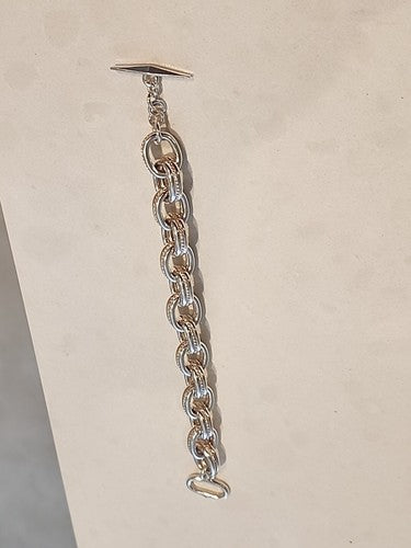Vintage Designer Italian Large Rope Chain Sterling Silver Bracelet 7 1/2"