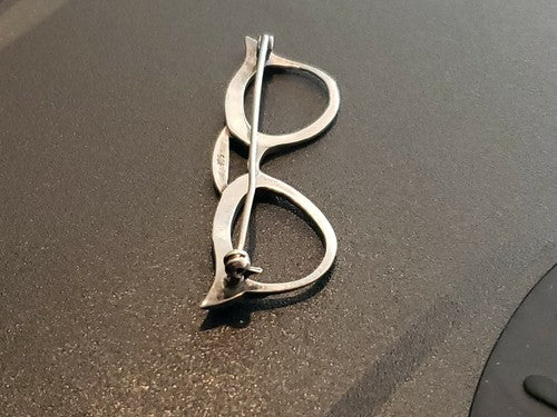 Vintage Taxco Mexico Sterling Silver 925 50's Cat Eye Style Eyeglasses Brooch