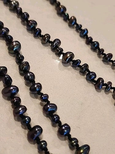 GRAY PEACOCK PEARL NECKLACE STRAND STRING 62 INCHES LONG 83 GRAMS