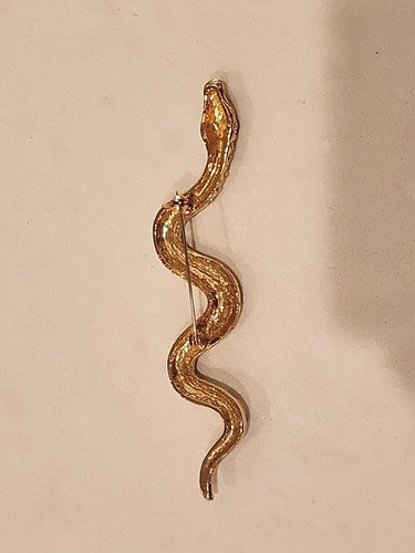 Vintage Costume Snake Brooch w/ Enamel and Crystal Elements