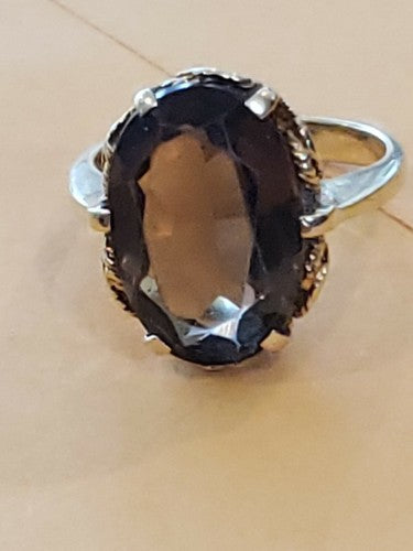 14K Yellow Gold 4ct Citrine Cocktail Ring Size 7.75 with Fillagree Setting